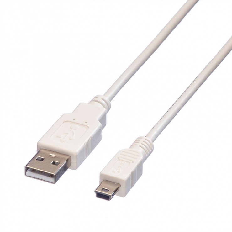 Imagine Cablu USB 2.0 la mini USB-B T-T 1.8m Alb, Value 11.99.8718